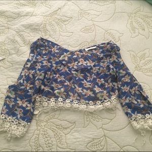 LF blue floral crop top