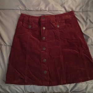 High waisted maroon corduroy skirt