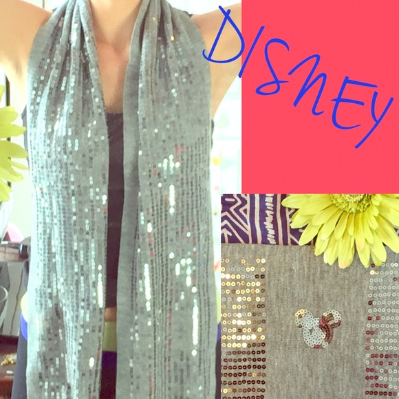 Silver Sequin Scarf W/ Mickey