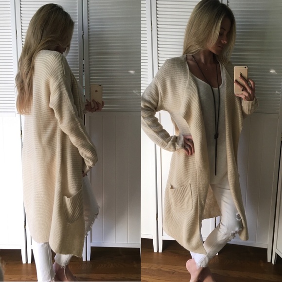 ◼️SALE/LAST• Natural Long Pocket Knit Cardigan - Picture 3 of 4