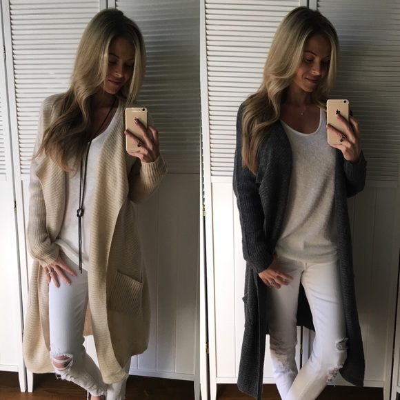 ◼️SALE/LAST• Natural Long Pocket Knit Cardigan - Picture 4 of 4