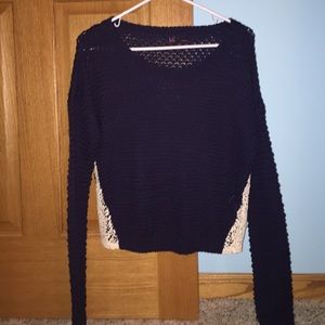 Navy blue crop top sweater