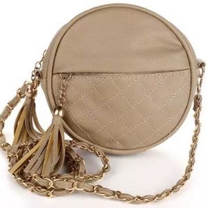 Quilted khaki vegan leather cross body purse