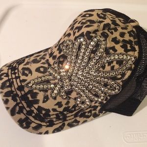 Leopard print bling olive and Pique hat