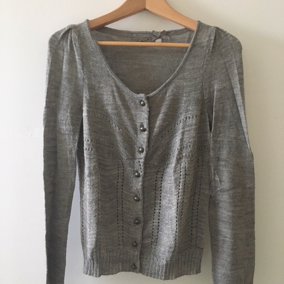 Anthropologie Knitted & Knotted Gray Cardigan sz S