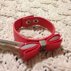 Coral BCBGeneration leather bow bracelet