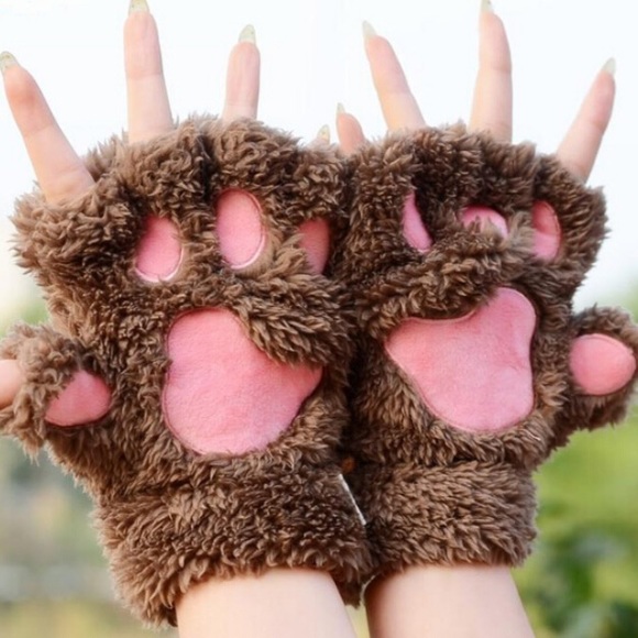 Cute paw print fingerless gloves - Picture 2 of 4