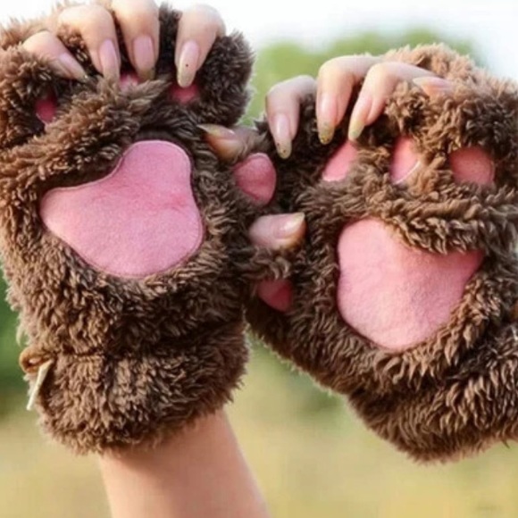 Cute paw print fingerless gloves - Picture 3 of 4