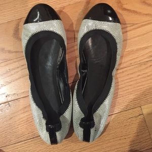 Cole Hann white and black ballet flats