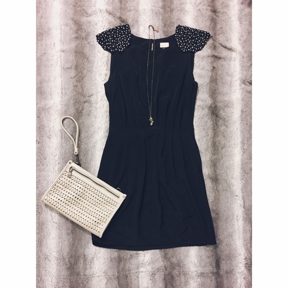 H&M Black Beaded Shoulder NYE Cocktail Dress