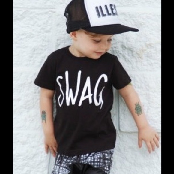Kids Black “SWAG" Tee Shirt - Picture 3 of 8