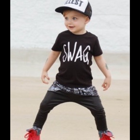 Kids Black “SWAG" Tee Shirt - Picture 4 of 8