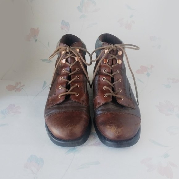 Brown Leather Lace Up Boots