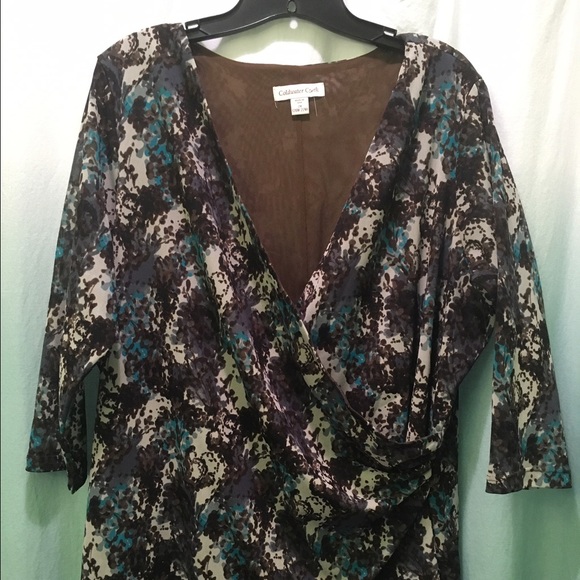 Crisscross Coldwater Creek mesh 3/4 sleeve top
