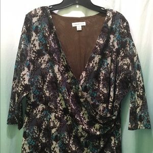 Crisscross Coldwater Creek mesh 3/4 sleeve top