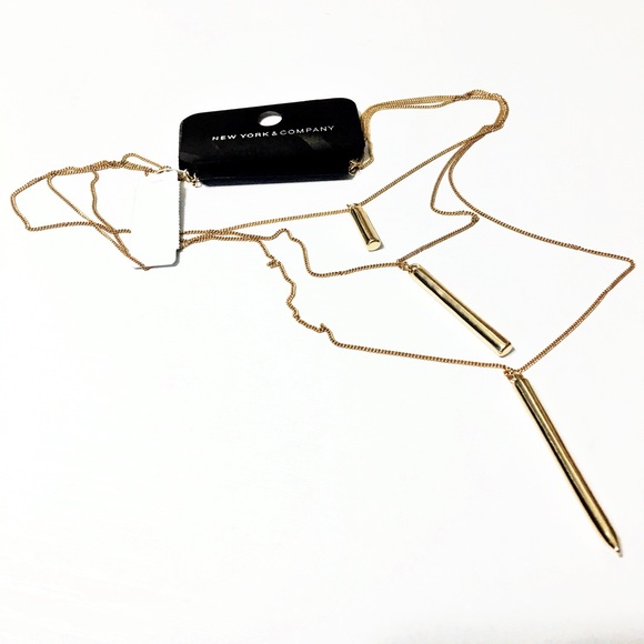 NY&Co | Gold Triple Strand Drop Necklace - Picture 2 of 3