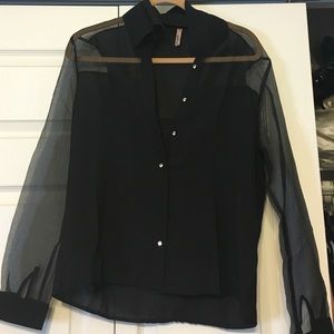 Mesh button up blouse