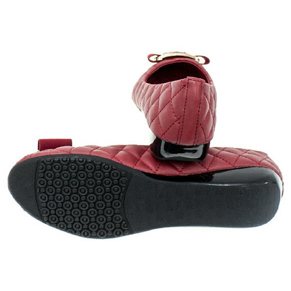 Women Wedge Ballet Pumps w. Buckle b-1395w, Wine - Picture 2 of 5