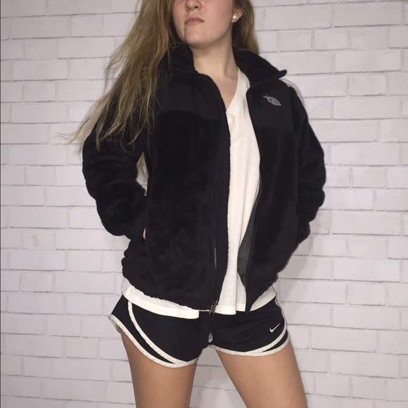 Black Soft North Face Fur Jacket Coat