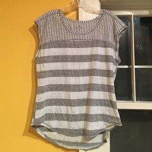Striped Athleta cropped sleeve shirt