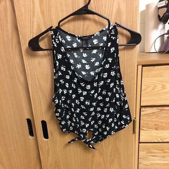 Black shirt with white flowers