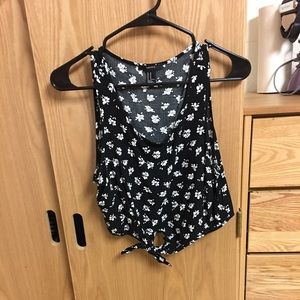 Black shirt with white flowers