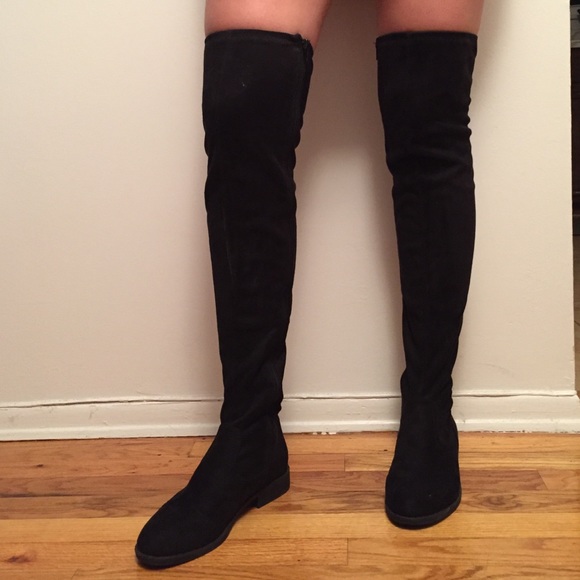 Shoes - Black Thigh High Suede Boots