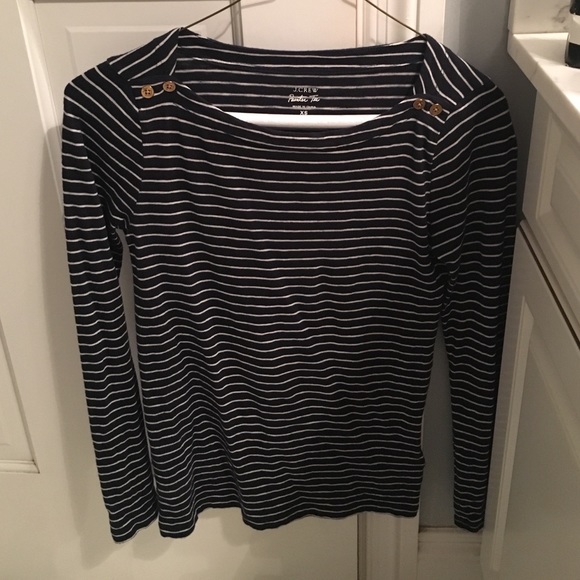 J. Crew navy and white striped long sleeve  tee