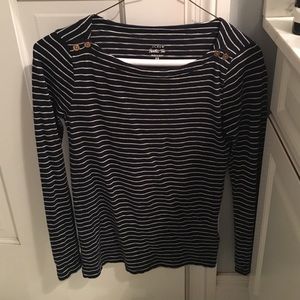 J. Crew navy and white striped long sleeve tee