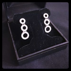 Three circle CZ silver drop earrings 💎