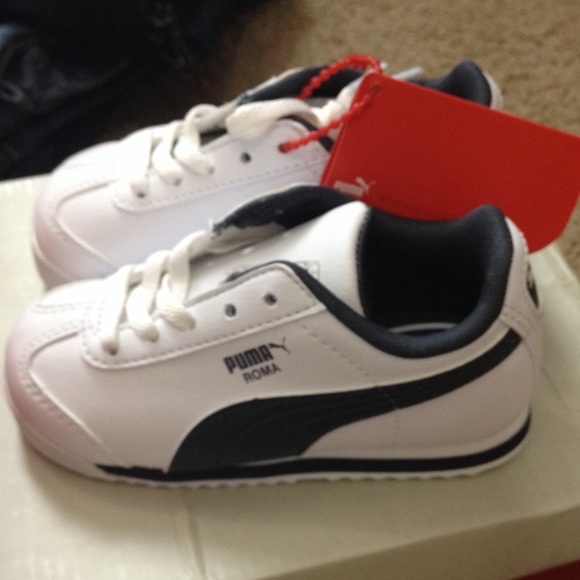 Puma Roma basic kids white new navy size 7 U.S. - Picture 3 of 4
