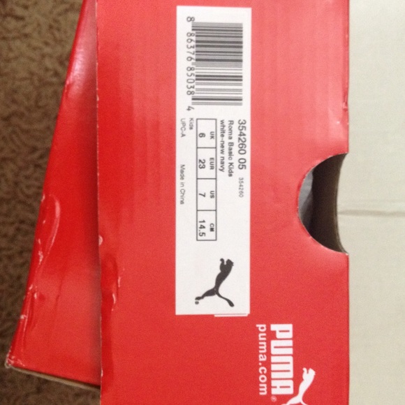 Puma Roma basic kids white new navy size 7 U.S. - Picture 4 of 4