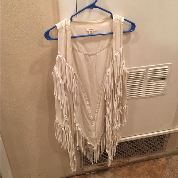 White long fringe vest