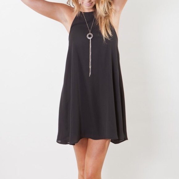 Katy Halter Dress ~ Black Crisp - Picture 1 of 2