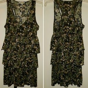 Speechless camo peplum ruffled dress, sz S