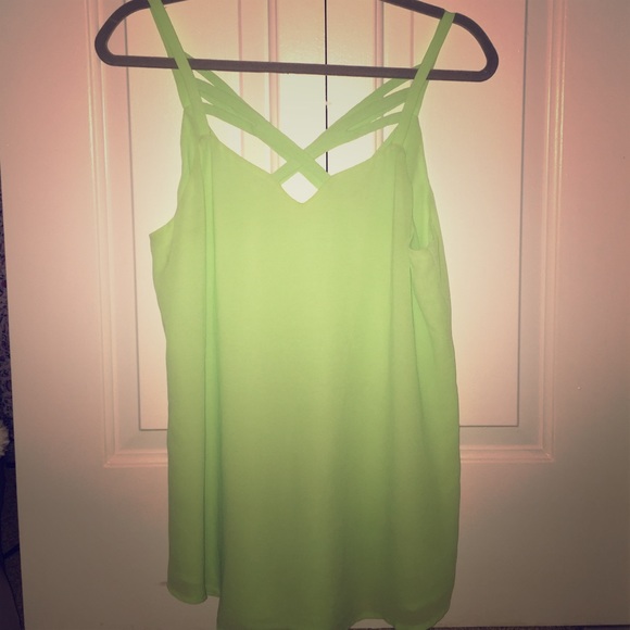Cross strap lime green tank