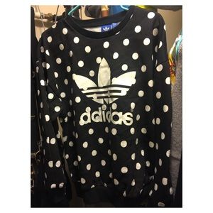 Adidas Black polka dot tri foil crew