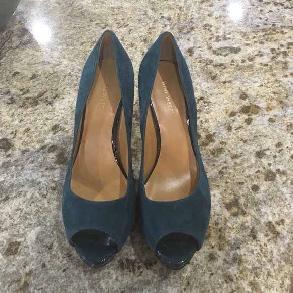 Nine West suede peep toe heels