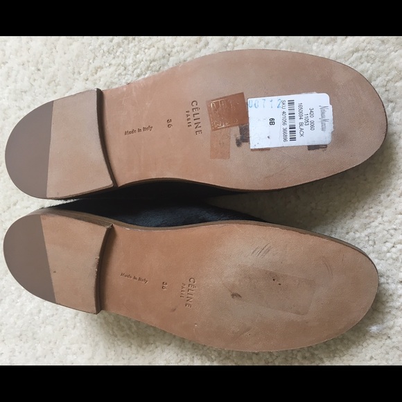 Celine Paris Calfskin Fur Slippers Loafers Sz 6 - Picture 3 of 4