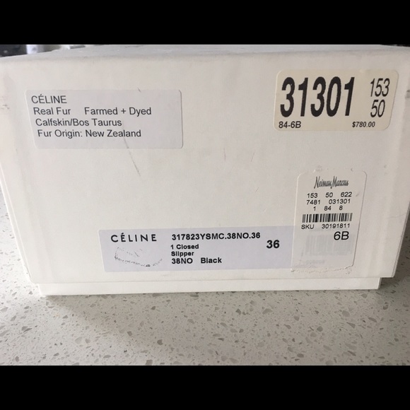 Celine Paris Calfskin Fur Slippers Loafers Sz 6 - Picture 4 of 4