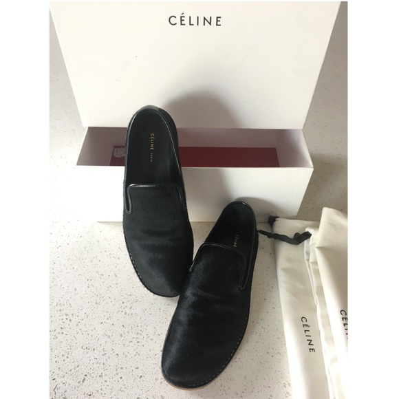 Celine Paris Calfskin Fur Slippers Loafers Sz 6 - Picture 1 of 4