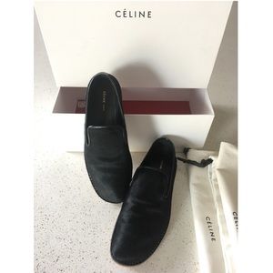 Celine Paris Calfskin Fur Slippers Loafers Sz 6