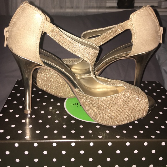 Gold high heels