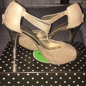 Gold high heels