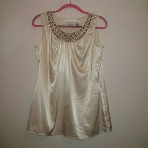Chico's size 1 cream tank shell embellished womens