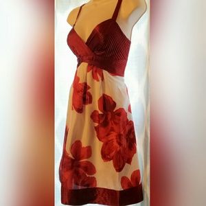 Guess red floral holiday party dress