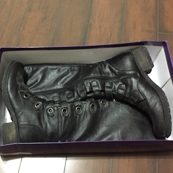 Black Tall combat boots size 8