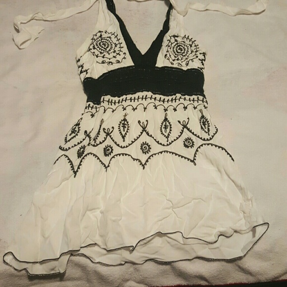 Black and white halter top