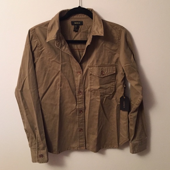 Forever 21 Tops - Cargo Button Up Shirt