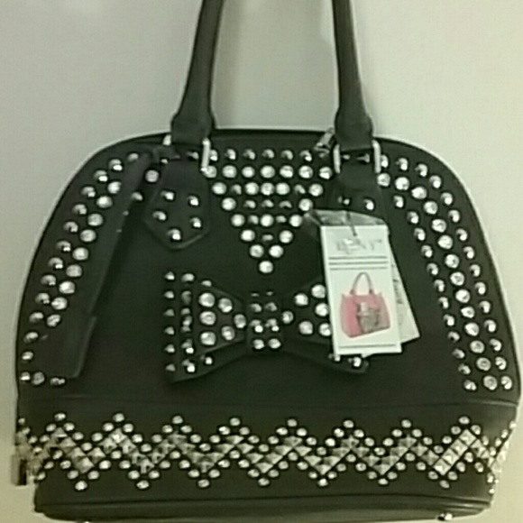 The Lany Purse (grey) Rhinestones, Studs & Bow